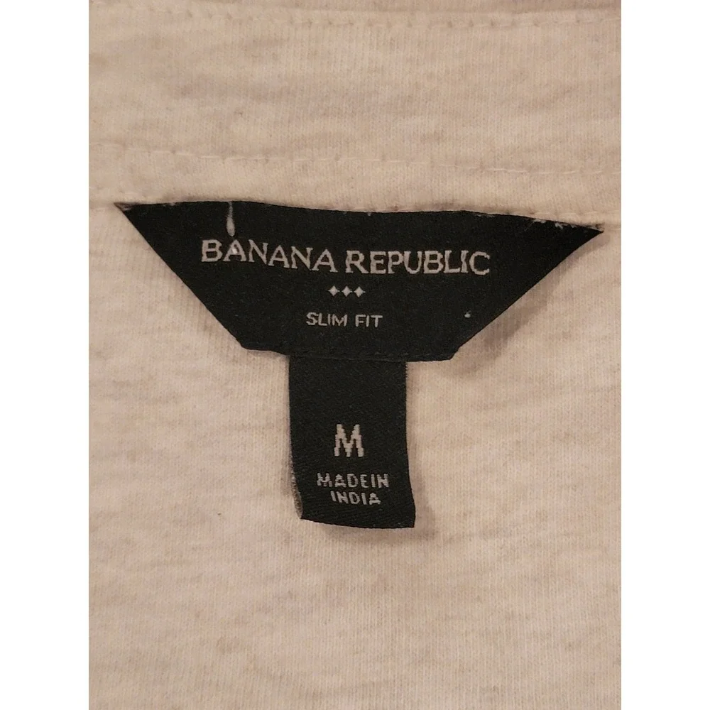 Banana Republic Mens Slim Fit Short Sleeve Button Down Shirt M Heather‎ Beige